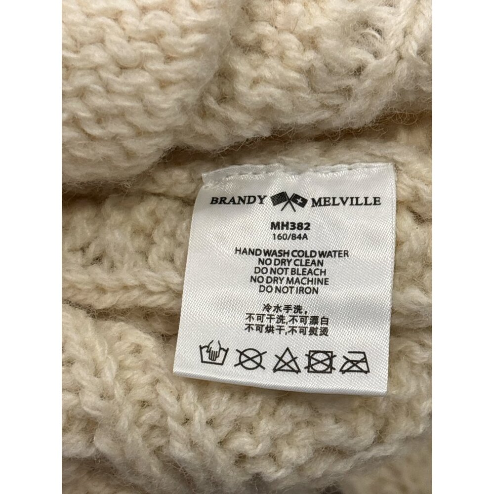90% Wool Brandy Melville Cable Knit Cardigan Cream Button Front Chunky Cozy - Picture 5 of 10